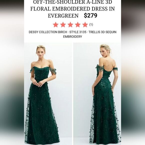 NWT Dessy Collection Birch 3D Sequin Embroidery Dress Evergreen Green size 16 - Picture 14 of 15